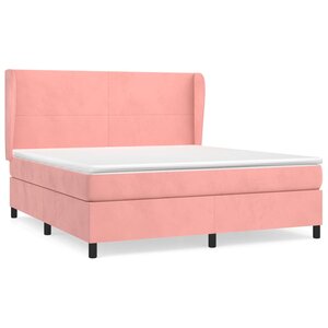 vidaXL Sommier à lattes de lit avec matelas Rose 160x200 cm Velours