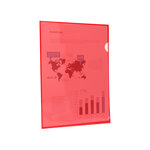 Pochette coin liderpapel polypropylène 180 microns a4 210x297mm capacité 20f coloris rouge transparent