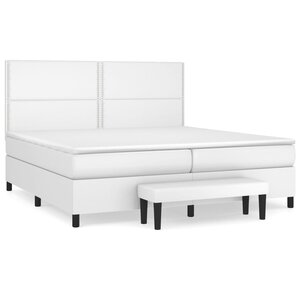 vidaXL Sommier à lattes de lit avec matelas Blanc 200x200cm Similicuir