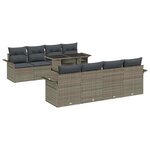 vidaXL Ensemble de canapé de jardin avec coussin 9 Pièces Gris Poly rotin