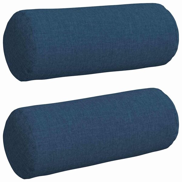 vidaXL Coussins d'accent 2 Pièces Bleu Ø 15 x 40 cm tissu