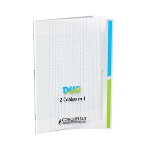 Cahier Duo polypro 24x32cm 90g 96p grands carreaux incolore CONQUERANT