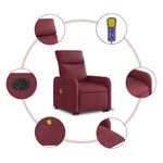 vidaXL Fauteuil inclinable de massage électrique Rouge bordeaux Tissu