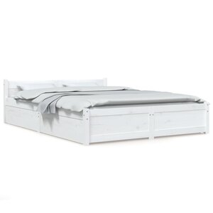 vidaXL Cadre de lit sans matelas avec tiroirs blanc 140x200 cm