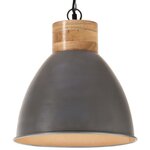 vidaXL Lampe suspendue industrielle Gris Fer et bois solide 46 cm E27