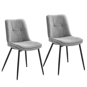 Lot de 2 chaises salle à manger chaise de cuisine rembourrée chenille jusqu’à 120 kg double coussin pieds en métal moderne pour salle à manger cuisine gris 12_0006212