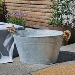 Jardinière bassine en zinc patiné à poser 48x37x28 7cm