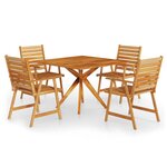 vidaXL Ensemble à manger de jardin 5 Pièces Bois d'acacia solide