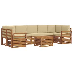 vidaXL Ensemble de canapés d'extérieur 8 pc Naturel et Beige