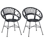 vidaXL Chaise de salle à manger 2 pc Rotin et métal Noir