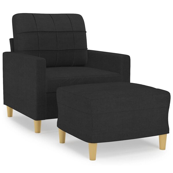 vidaXL Fauteuil avec repose-pied Noir 60 cm Tissu