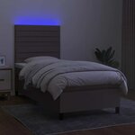 vidaXL Sommier à lattes de lit et matelas et LED Taupe 90x190 cm Tissu