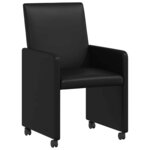 vidaXL Chaises de Salle à Manger avec Roues 2 pc Faux cuir Noir