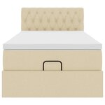 vidaXL Lit ottoman avec matelas crème 100x200 cm tissu