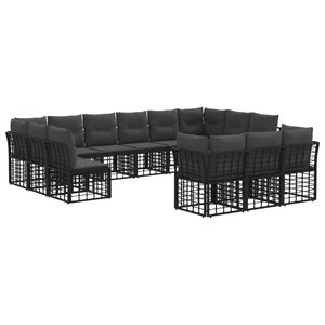 vidaXL Ensemble de canapés d'extérieur Noir et Gris foncé Polyester