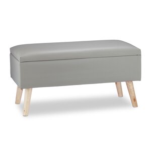 Banquette de rangement moderne avec couvercle 80 x 40 x 39 5 cm assise rembourrée style contemporain en similicuir gris 13_0005517