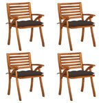 vidaXL Chaises de jardin avec coussins lot de 4 Bois de teck solide