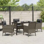 vidaXL Ensemble de salle à manger pour jardin 5 Pièces Gris Poly rotin