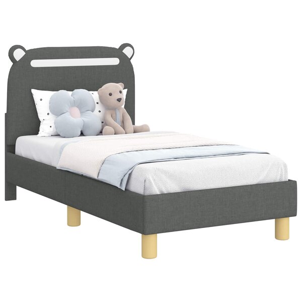 vidaXL Cadre de lit pour tout-petit avec tête de lit Gris foncé tissu