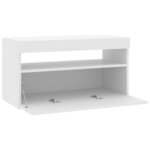 vidaXL Meuble TV avec lumières LED Blanc brillant 75x35x40 cm