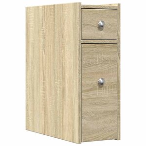 vidaXL Armoire de salle de bain étroite avec roulettes chêne sonoma