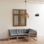 vidaXL Salon de jardin 4 Pièces avec coussins Bois de pin massif