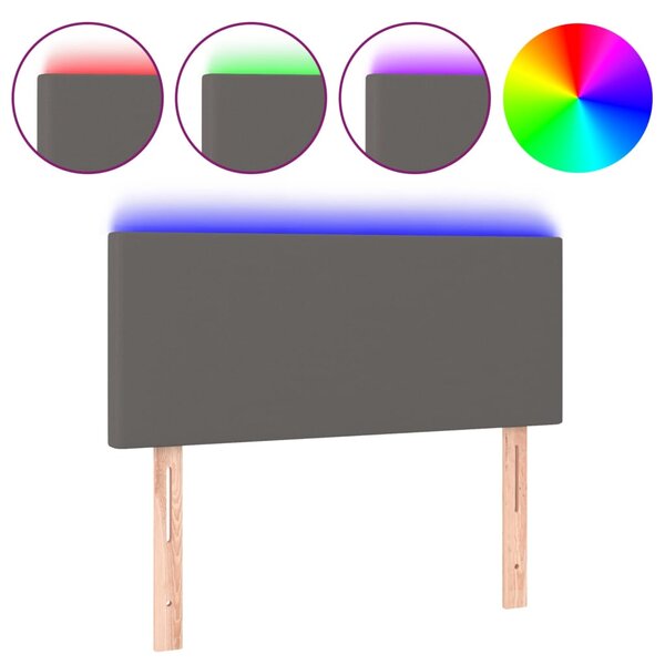 vidaXL Tête de lit à LED Gris 90x5x78/88 cm Similicuir