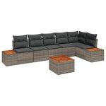 vidaXL Set de canapé de jardin 7 pièces avec des coussins gris en rotin synthétique et acacia