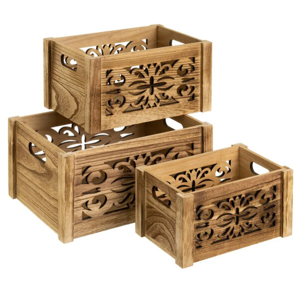 Lot de 3 boites de rangement en bois