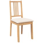 vidaXL Chaises à manger coussins 2 Pièces naturel bois massif caoutchouc
