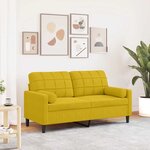 vidaXL Canapé 2 places avec oreillers décoratifs jaune 140 cm velours