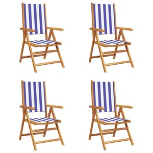 vidaXL Chaises inclinables de jardin lot de 4 tissu et bois massif