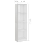 vidaXL Bibliothèque à 4 niveaux Blanc brillant Bois d’ingénierie