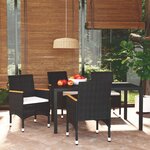 vidaXL Ensemble à dîner de jardin avec coussins 5 Pièces poly rotin noir