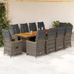 vidaXL Ensemble de bistro de jardin 11 Pièces coussins gris poly rotin