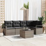 vidaXL Ensemble de canapé de jardin 6 Pièces Gris Poly rotin