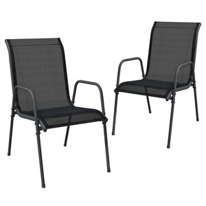 vidaXL Chaises de jardin lot de 2 Acier et textilène Noir