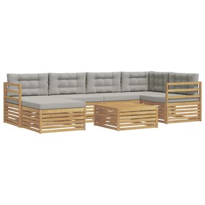 vidaXL Ensemble de canapés d'extérieur 7 pc Blanc et gris clair