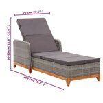 vidaXL Chaise longue Résine tressée et bois d'acacia massif Gris