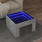 vidaXL Table basse avec LED infini gris béton 50x50x30 cm