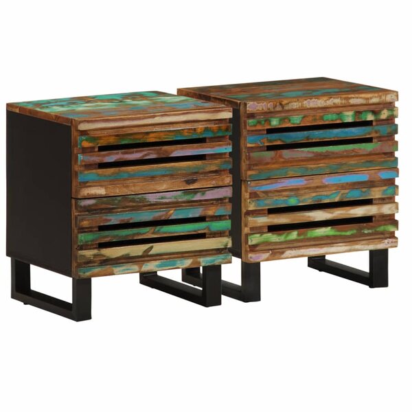 vidaXL Tables de chevet 2 Pièces 40x34x46 cm bois massif de récupération