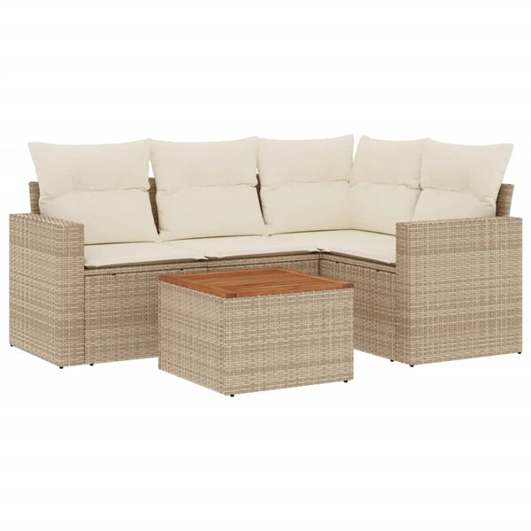 vidaXL Salon de jardin avec coussins 5 Pièces beige résine tressée
