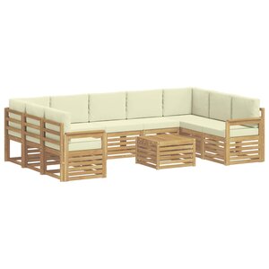 vidaXL Ensemble de canapés d'extérieur 10 pc Blanc et Crème Polyester
