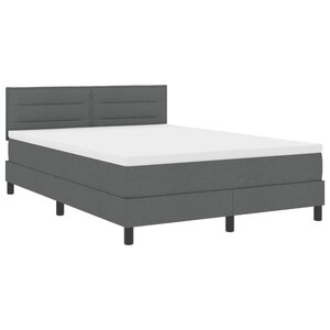 vidaXL Lit Box Spring avec Matelas & LED Gris Foncé 160x200 cm Tissu