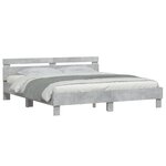 vidaXL Cadre de lit avec tête de lit et LED gris béton 200x200 cm