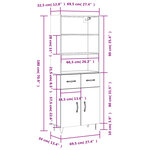 vidaXL Buffet haut Chêne sonoma 69 5x34x180 cm Bois d'ingénierie