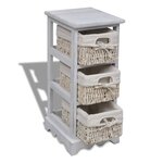 vidaXL Étagère de rangement en bois 3 paniers en tissage Blanc