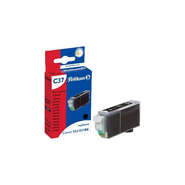 C37 cartouche jet d'encre compatible avec oem cli-521bk 2933b001 noir pelikan printing