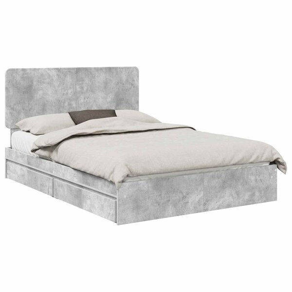 vidaXL Lit de Rangement Gris béton 150 x 200 cm Bois d'ingénierie