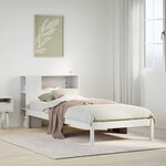 vidaXL Lit bibliothèque sans matelas blanc 90x200cm bois de pin massif